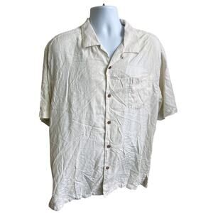 🍹 Tommy Bahama Men’s XL Ivory Linen Camp Shirt Y2K Resort